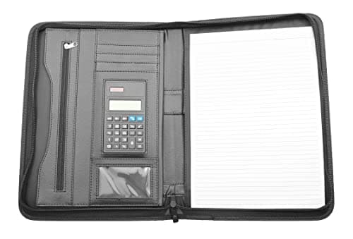 Image of House Of Leather Portfolio Case with Calculator and Removable A4 Writing Pad Black