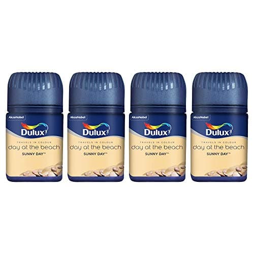 Image of Dulux® Set of 4 Compact Wall Paint Ceiling Paint Tester Emulsion (50ml) Matt Finish Fast Colour Decorating Paint - Sunny Day