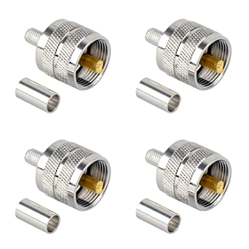 Image of JZK 4 PCS UHF J-3 SL16 PL259 Male Plug Crimp Coax Connector for RG58 RG142 RG400 LMR195 Coaxial Cable, PL-259 UHF cable Male Plug Adapter
