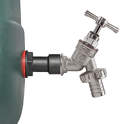 Image of Water Tank Replacement Brass Union Bib Tap with Male-Female 3/4” BSP Water Butt Adapter, 4cm Extended Design, Corrosion & Rust Resistant Nickel Plated Brass Bibtap, 3/4” Garden Hosepipe Barbed Outlet