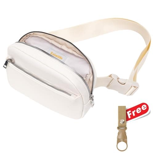 Image of Waterproof Waist Bag 1.5L, Unisex Crossbody Fanny Pack with Adjustable Strap, Lightweight Nylon Belt Bag for Hiking, Running & Travel, Includes Free Water Bottle Holder (Cream White)