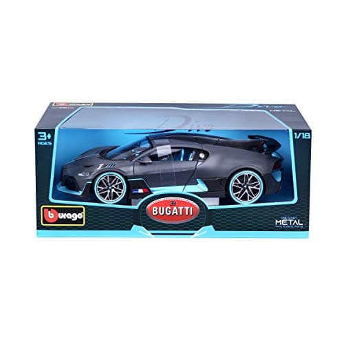 Image of Bburago - Bugatti Divo 1:18 Scale, Matt Dark Grey Diecast Car, Detailed Replica with Opening Doors and Bonnet, Officially Licensed by Bugatti, Collectible Hypercar, Recommended Age 3+ Years