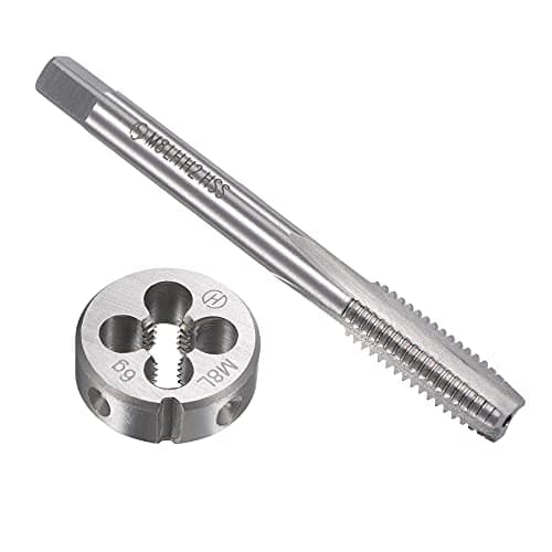 Image of sourcing map M8 x 1.25mm Metric Left Hand Tap and Die Set, Machine Thread Screw Tap with Round Threading Die, Tap & Die Kit for Nut Screw Bolt Thread Repair