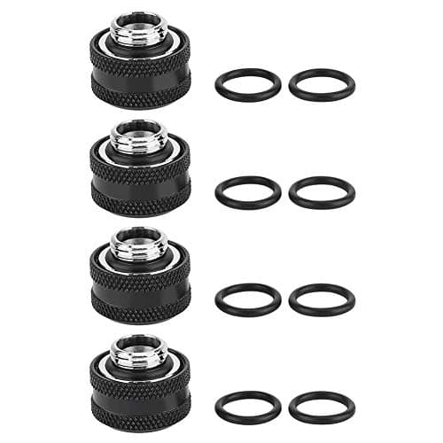 Image of Water Cooling Compression Fitting, 4PCS 16mm Hard Tube Fittings for Computer Water Cooling, Brass Construction with Three-Layer Sealing Ring, EU ROHS Certified Easy Installation