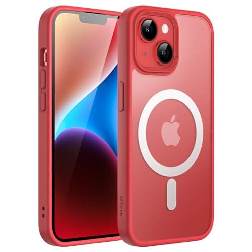 Image of JETech Magnetic Case for iPhone 14 Plus 6.7-Inch Compatible with MagSafe, Translucent Matte Back Slim Shockproof Phone Cover (Red)
