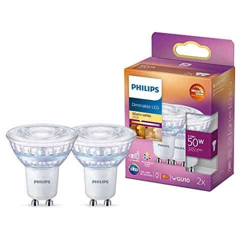 Image of Philips LED Classic Dimmable Light Spot 2 Pack [GU10] 3.8W - 50W Equivalent, 220 - 240V, Warm Glow, 2200 - 2700K .