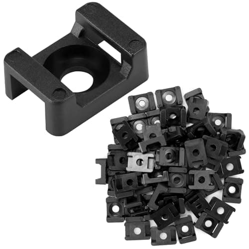 Image of QWORK® Pack of 200 Screwable Cable Tie Base for 9mm Cable Ties - Cable Management Solution for Home and Office