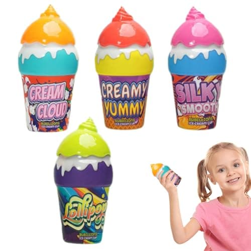 Image of 4pcs No Spill Bubbles For Kids, Cute Ice Cream Bubble Wands, Blowing Bubbles Children Indoor Outdoor Garden Beach Toys