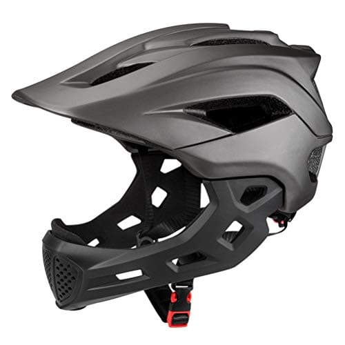 Image of Kids Full Face Bike Helmet, 2 in 1 Dirt Bike Helmet for Children Youth BMX Skateboard with Detachable Chin Guard, 13 Vents (Gray)