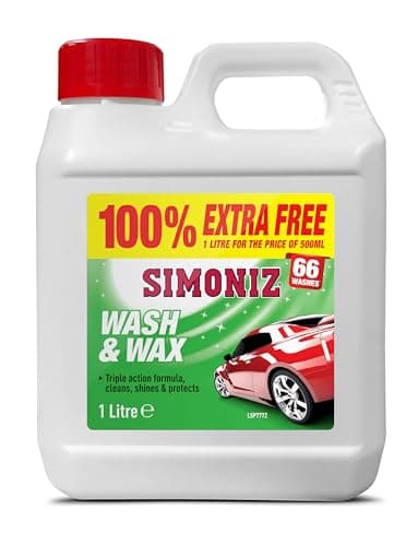 Image of Simoniz Wash & Wax 1 L – Triple-Action Car Shampoo & Wax – Cleans, Shines & Protects Paintwork – Up to 66 Washes – High-Foam Car Wash Shampoo for Glossy Finish – Simoniz Car Care