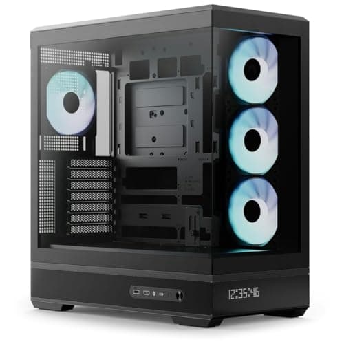 Image of Aerocool P500B Mid Tower PC Case – Front and Side Tempered Glass Panels, Rear Connector ATX Support, 425mm GPU Clearance, 10 x 120mm Fan Capacity, 360mm Radiator Support, Dot-Pixel LED Display Black