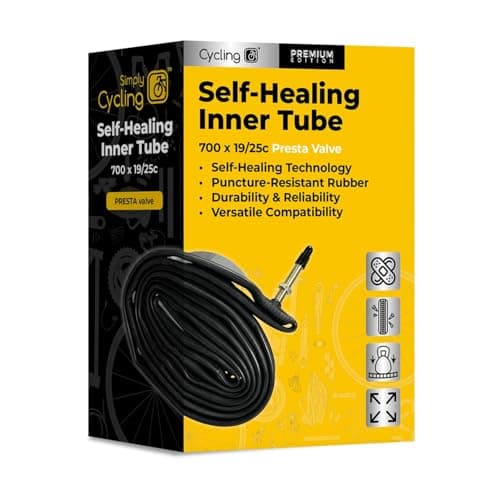 Image of Simply Cycling Self-Healing Inner Tube PV 700 x 19 to 25C, Presta Valve Sealant-Filled Butyl Rubber Tube for Road Racing Performance Bikes