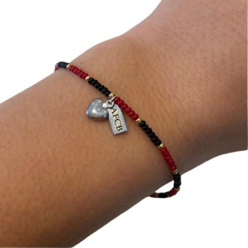 Image of Beadlet AFC Bournemouth Football Club Fan Beaded Bracelet for Girls Women Ladies With Tag & Heart Charm Gift for supporter