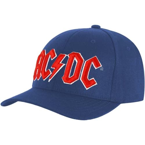 Image of Rock Off AC/DC Baseball Cap Red Logo Mid Blue One Size