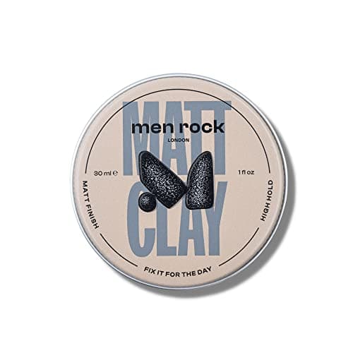 Image of Men Rock Matt Clay with High Hold and Matt, Natural Finish for Thicker and Fuller Looking Hairstyles, Enriched with Cocoa Butter, Sunflower and Almond Oils 30ml
