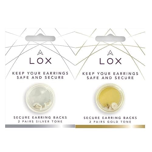 Image of Aloxia Lox SecureLocking Earring Backs Double Pack 4 Pairs in Total (2 Pair of Gold and 2 Pairs of Silver in Pack)