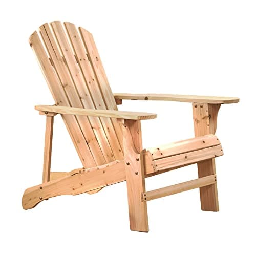 Image of Thompson & Morgan Natural Adirondack Outdoor Garden Chair Untreated Fir Wood, Water-Resistant Acacia Hardwood Wide Armrests Ideal for Patio, Lawn, Garden, Terrace, Balcony (1 x Adirondack Chair)