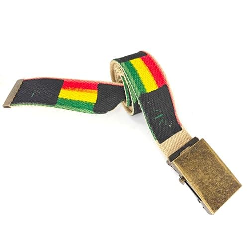Image of Rasta Jamaican RGY Canvas Belt with Styilish Buckle, Reggae, 43.3in x 1.57in