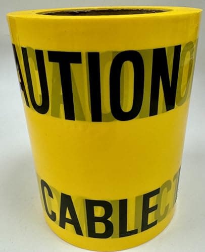 Image of TEW WT100 Underground Electrical Cable Warning Tape, Yellow, CAUTION CABLE BELOW 150 mm Wide, 100 m Length, 50 Micron