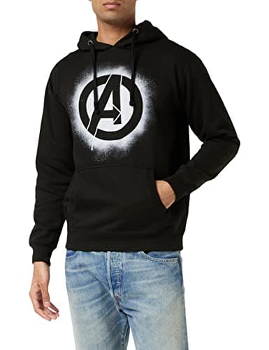 Image of Marvel Men's Avengers Stencil Logo Hoodie, Black (Black Blk), X-Large