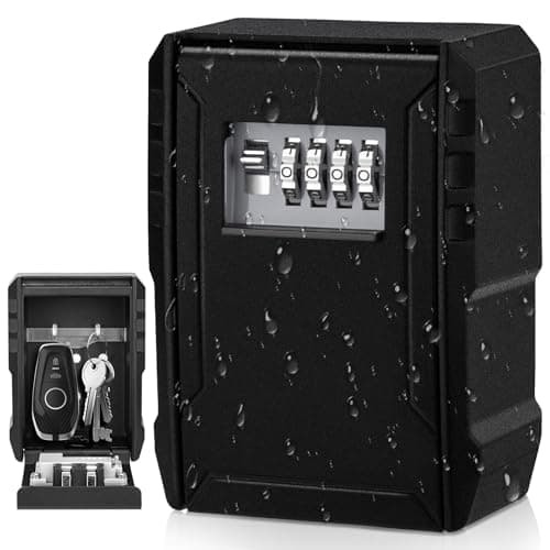 Image of NEWIROVE Large Wall Mounted Key Safe Box With 4 Digit Combination Lock, Waterproof for Home, Warehouse, Garage, Black