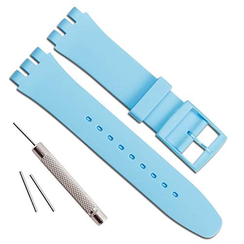 Image of Waterproof Silicone Rubber Watch Strap Watch Band for Swatch (17mm 19mm 20mm) (17mm, Light Blue)