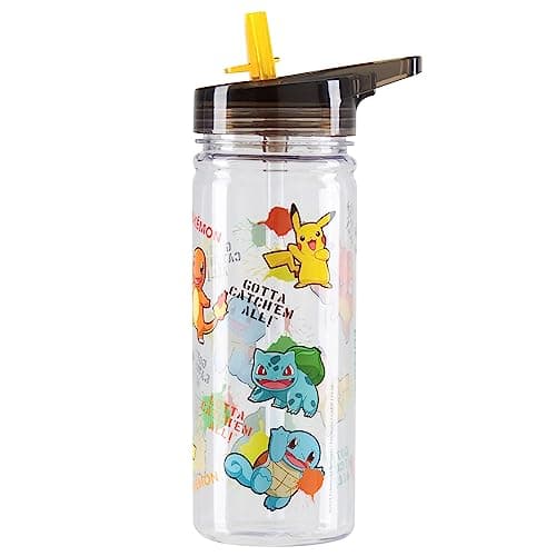 Image of Pokemon Water Bottle with Straw for Kids Tweens Pikachu 580ml Leak Proof BPA Free Plastic Drink Bottle for Travel Sports School Supplies Anime Gifts