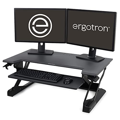 Image of Ergotron – WorkFit-TL Standing Desk Converter, Dual Monitor Sit Stand Desk Riser for Tabletops – 95 cm Width, Black (33-406-085)