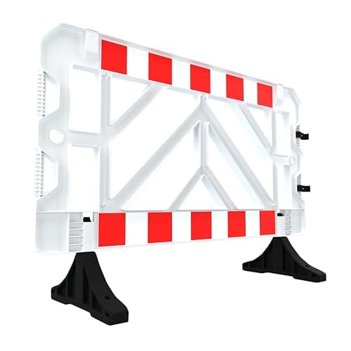 Image of Crowd Control Barrier - White | 1.5 Meter Plastic Barricade for Road Safety and Pedestrian Traffic Management | Reflective Safety Fence Ideal for Schools, Universities, and Events