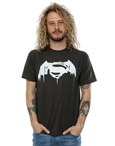 Image of DC Comics Men's Batman v Superman Beaten Logo T-Shirt XXX-Large Light Graphite