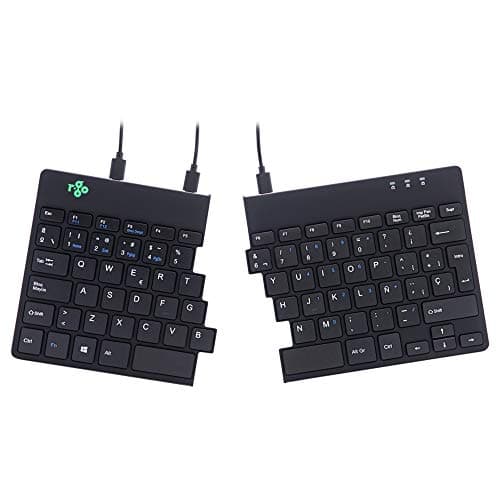 Image of R-Go Split Break Ergonomic Keyboard - QWERTY (ES) - Featuring LED Break Indicator and Ergonomic Split Design - Black- Wired