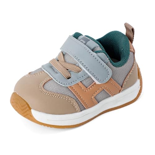 Image of 1-3 Years Baby Trainers Boys Girls First Walking Shoes Toddler Shoes Breathable Flexible Grey-B 5 UK Child