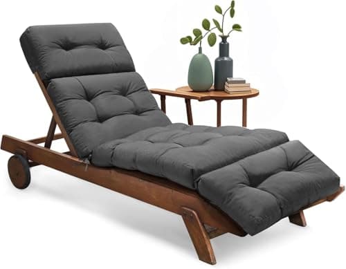 Image of widesmile Sun Lounger Cushion Only Replacement Waterproof 189x58x12 cm Thicken Garden Sunlounger Cushions with Non-Slip Seat Pads for Indoor Outdoor Patio Reclining Chair, Grey