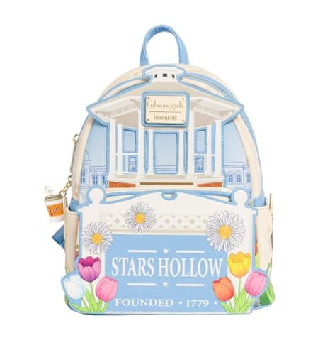 Image of Loungefly Backpacks Gilmore Girls Stars Hollow Sign Floral Mini Backpack Beige