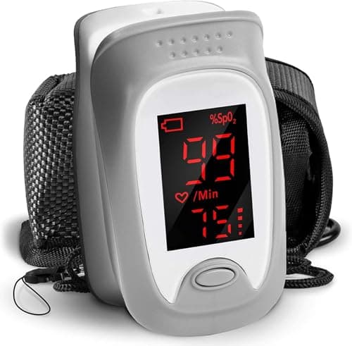 Image of Duronic Fingertip Pulse Oximeter OX01R Blood Oxygen Level Monitor for Measuring Blood Oxygen & Pulse Rate, Finger Pulse Monitor with Lanyard & Carry Pouch