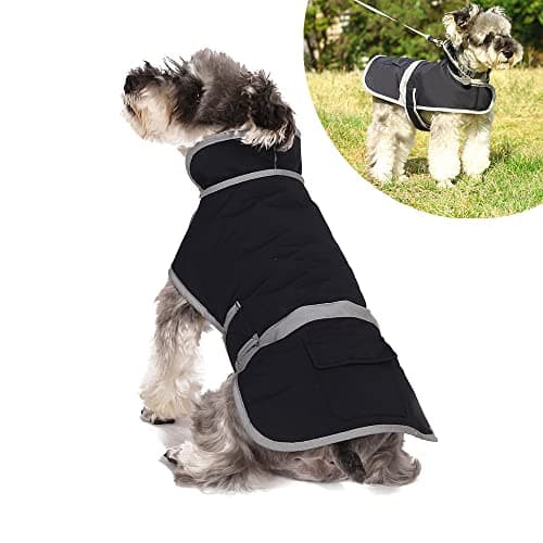 Image of Blue M Dog Warm Coats with Fleece Lining, Waterproof Dog Rain Jackets - Small/Medium