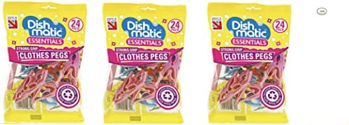 Image of Dishmatic Essentials 72 Strong Hurricane Force Grip Clothes Pegs made of Recycled Plastic (3 packs of 24) - NOT SOLD BY CARASELLE