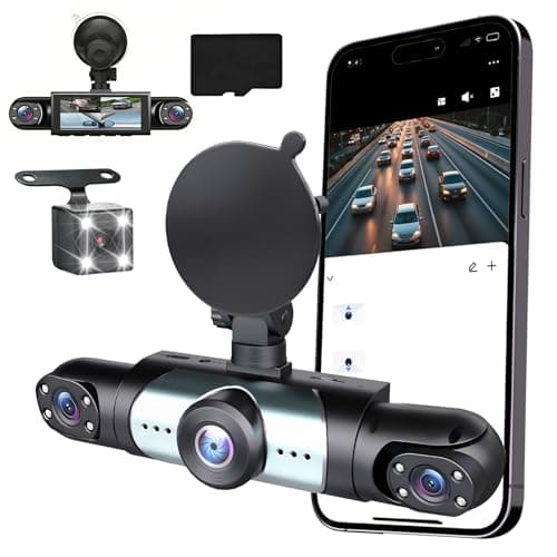 Image of KEPEAK 4 Channel Dash Cam 360° Panoramic View 1080P Dash Cam Front and Rear Left and Right, 24H Parking Mode, G-Sensor, Night Vision, WiFi & APP Control, Included 64GB SD Card