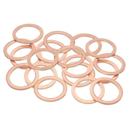 Image of sourcing map 18Pcs Flat Washer, M20 Copper Washers Copper Sealing Ring Crush Washer Kit Assortment, 20mm ID, 26mm OD, 1.5mm Thick for Bolts Screws Machinery Repair