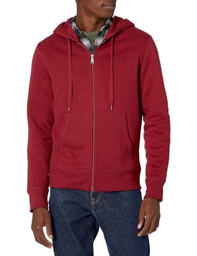 Image of Amazon Essentials Men's Full-Zip Fleece Hoodie (Available in Big & Tall), Dark Red, XL