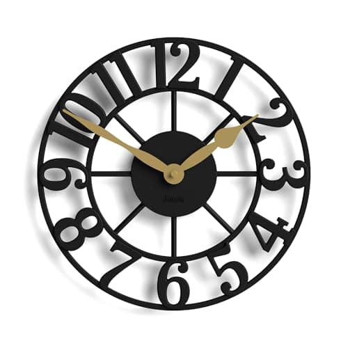 Image of Jones Clocks® Lighthouse wall clock | Sculptural skeleton clock | Black | Elegant raised moulded numerals | Decorative design ideal for kitchen, living room or bedroom