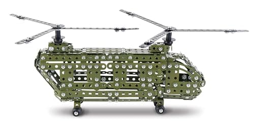 Image of Coach House Partners Chinook Helicopter Metal Construction Set with Tools, 578 Pieces, Build Time 4 to 6 Hrs