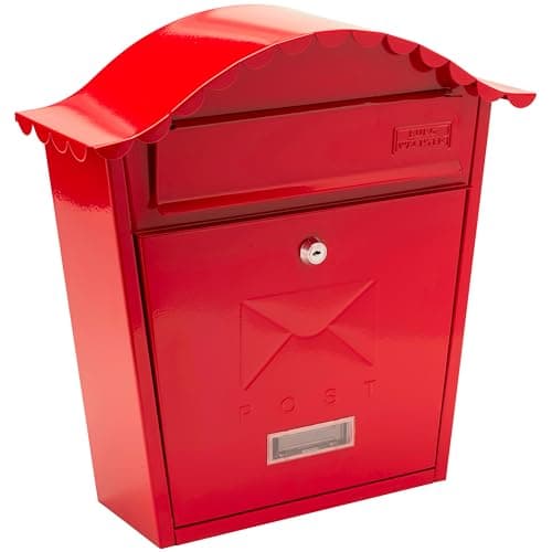 Image of Burg-Wachter MB01R Red Classic Wall Mounted Galvanised Steel Lockable Weatherproof Post Box - 36x37x13cm
