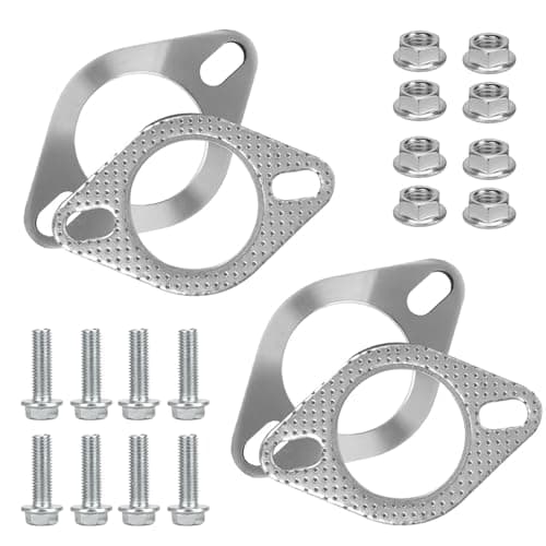 Image of 4 PCS Car Exhaust Gasket, Exhaust Pipe Flange Gasket with 8 Bolts and 8 Nuts 2.5 Inch Exhausts Manifold Gaskets Catalyst Converter Gaskets for Car Pipe
