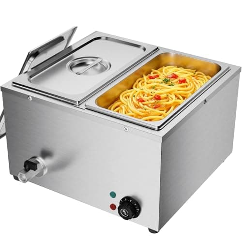 Image of TAIMIKO Bain Marie Commercial Electric Food Warmer 1500W Stainless Steel Buffet Countertop (2 Pans)