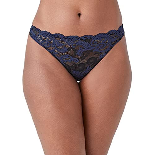 Image of Wacoal Women's Instant Icon Thong Panties, Black/Eclipse, L