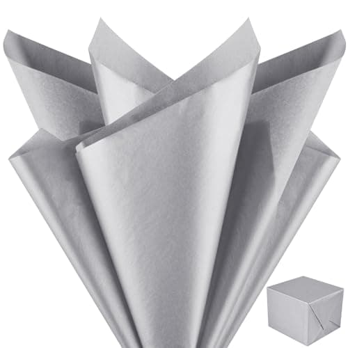 Image of NEBURORA Metallic Silver Tissue Paper for Gift Bags 60 Sheets Silver Gift Wrap Bulk Pack 50 x 35 cm Silver Packaging Paper for Christmas Decoration