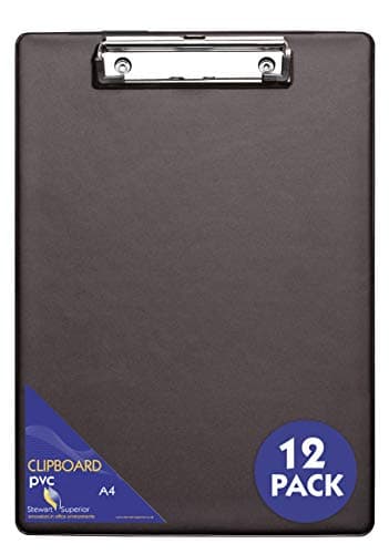 Image of SECO A4 PVC Covered Clipboard with Heavy Duty Clip - Black - Pack of 12