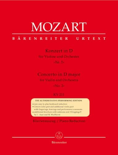 Image of BARENREITER MOZART W.A. - CONCERTO N°2 IN D MAJOR KV 211 - VIOLIN, PIANO Classical sheets Violin