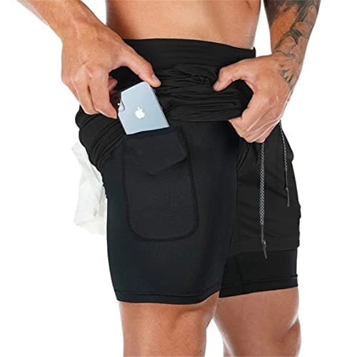 Image of Superora Mens Running Gym 2 in 1 Sports Shorts Breathable Outdoor Workout Training Shorts with Pockets